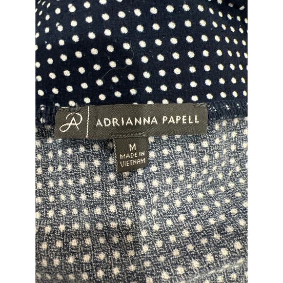Adrianna Papell Blue Polka Dot Dress, Size M, V-Neck, Asymmetric Hem - Picture 8 of 13